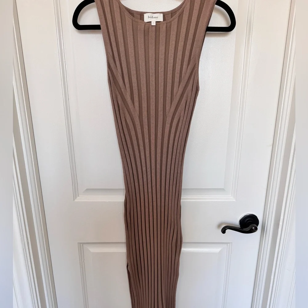 Bohme Brown Sleeveless Ribbed Dress - Picture 2 of 8
